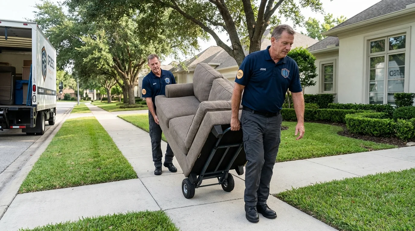 Local residential moving crew loading furniture in Missouri Valley, IA