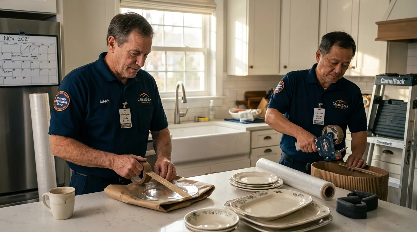 Professional crew packing kitchen dishware in Missouri Valley, IA